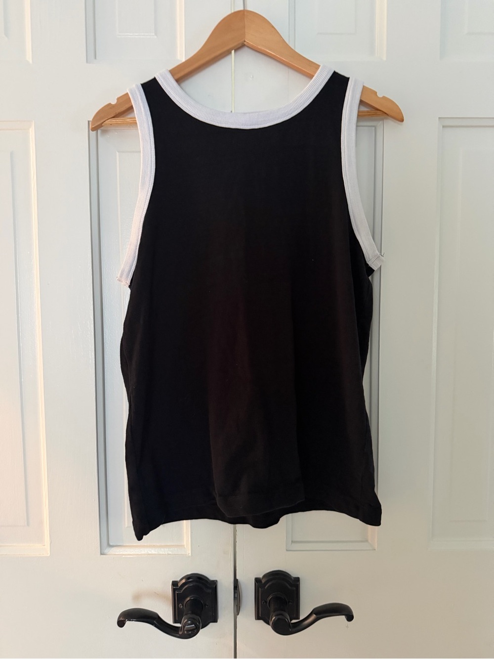 LOFT Black Tank Top with White Trim